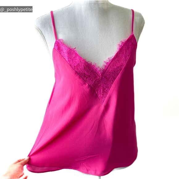 Socialite xs hot pink V Neck Lace trim Camisole - Picture 4 of 12